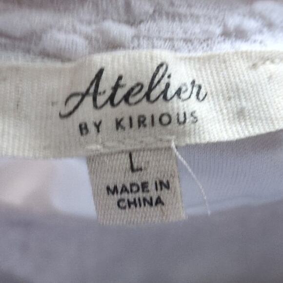 Atelier By Kirious Crop Top Womens L White Floral Short Sleeve Summer Vacation - Picture 5 of 8